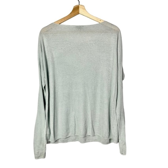 Theory Forestra Sag Harbor Light Blue Bateau Neck Linen Blend Sweater L - Picture 3 of 4